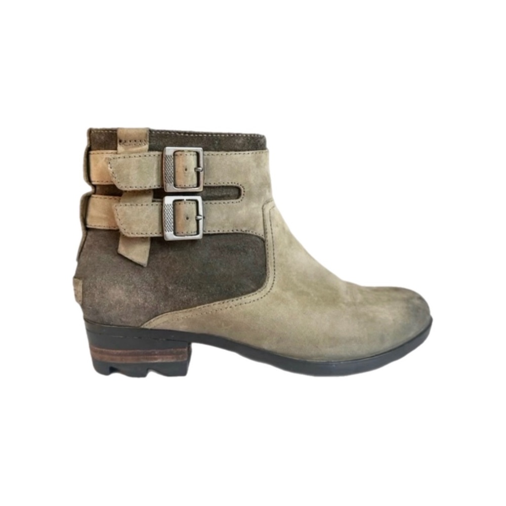 Sorel Lolla Khaki Leather Waterproof Ankle Booties